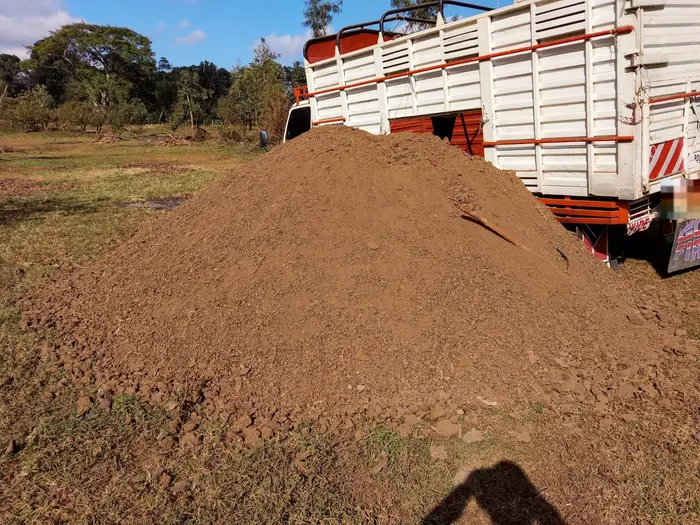 Goat manure tipped on a customer's farm